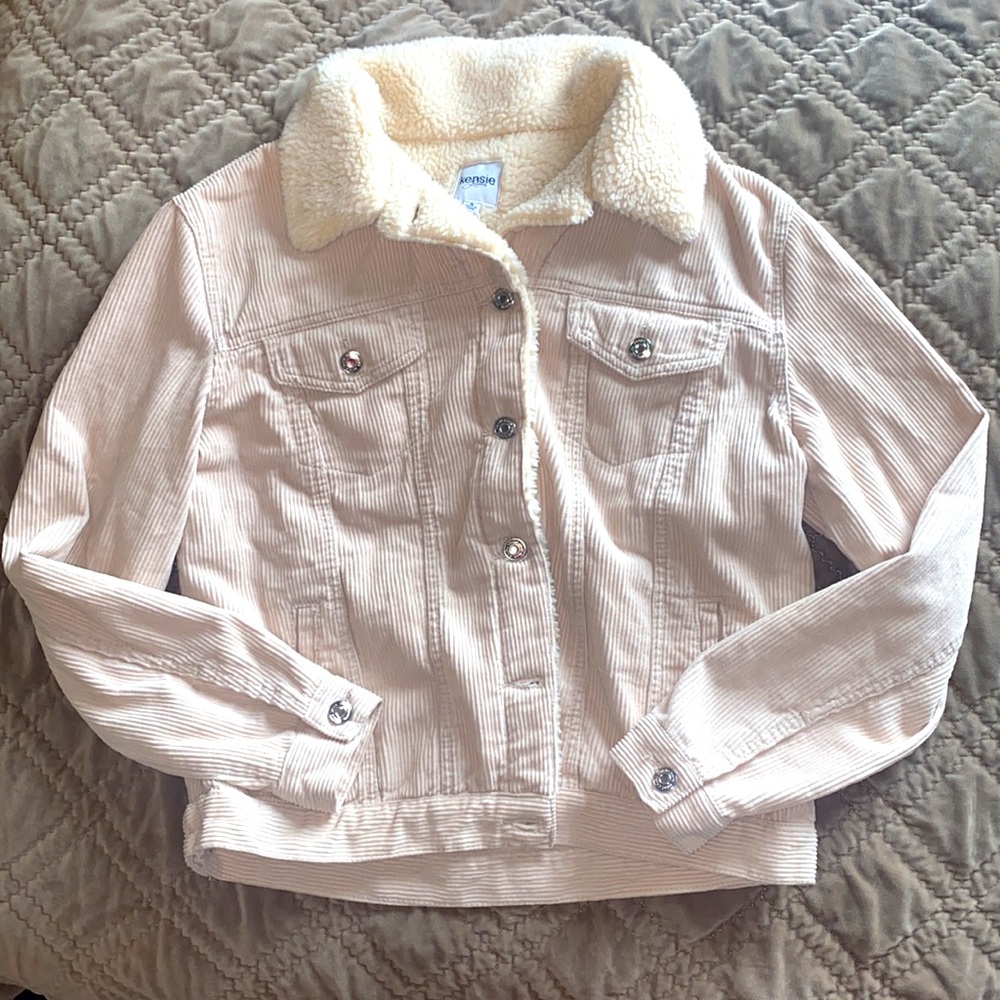 Pale pink Corduroy and Sherpa button-up jacket!